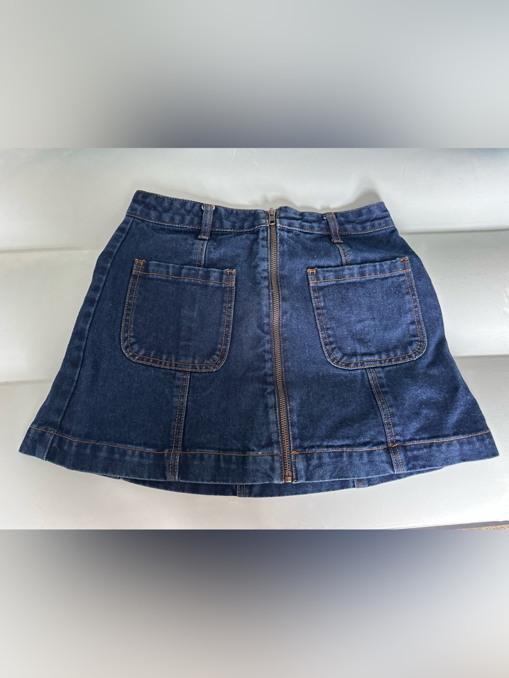 Forever 21 Los Angeles Dark Denim Zip-Front A-Line Mini Skirt size 27